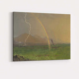 Dramatic Storm Rainbow Green Meadow Landscape Oil Painting Canvas Wall Art Print Decor Picture Ready to Hang