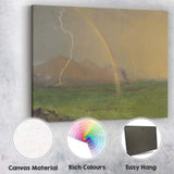 Dramatic Storm Rainbow Green Meadow Landscape Oil Painting Canvas Wall Art Print Decor Picture Ready to Hang