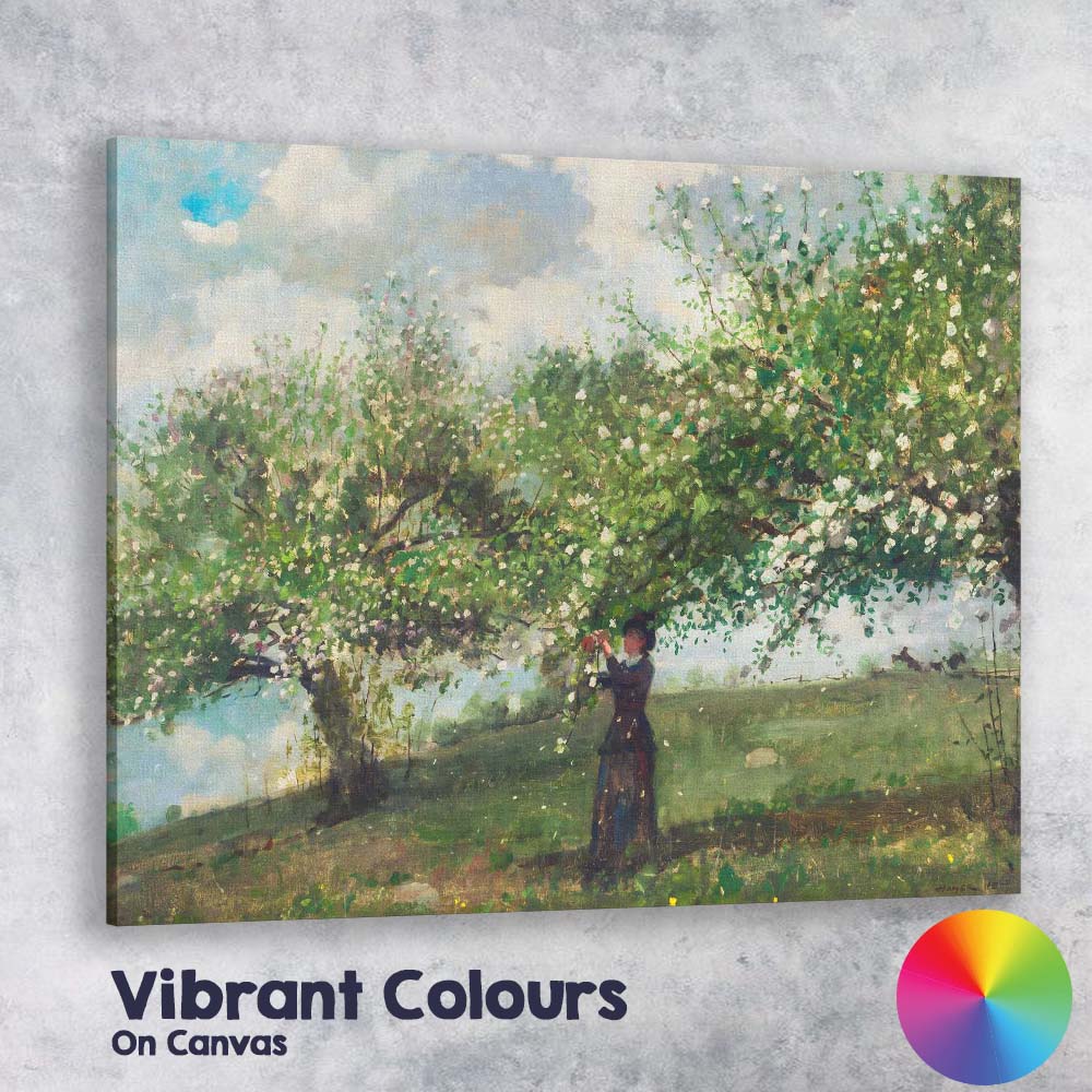 Impressionist Blooming Orchard Woman Under Blossom Tree Canvas Wall Art Print Decor Picture Ready to Hang