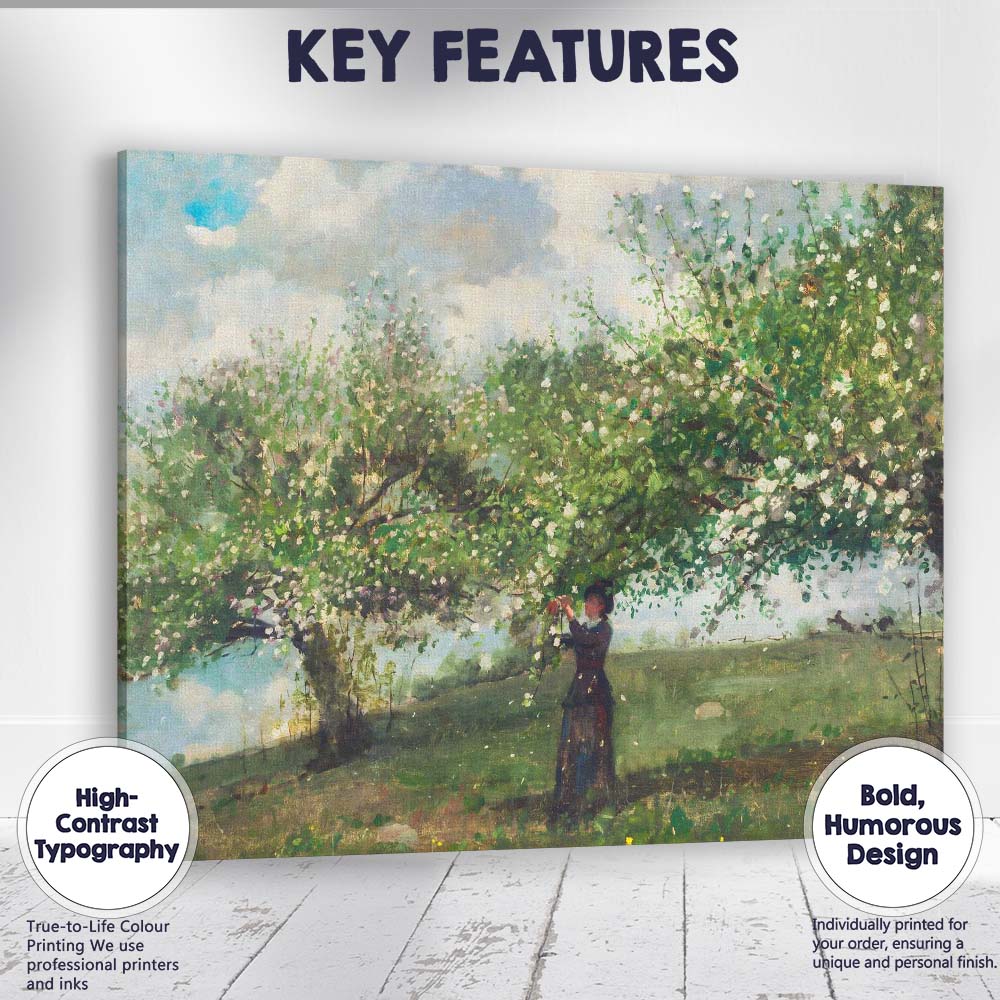 Impressionist Blooming Orchard Woman Under Blossom Tree Canvas Wall Art Print Decor Picture Ready to Hang
