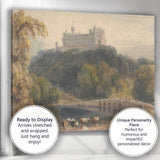 Historic Castle Bridge Riverside Watercolour Landscape Canvas Wall Art Print Decor Picture Ready to Hang