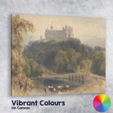 Historic Castle Bridge Riverside Watercolour Landscape Canvas Wall Art Print Decor Picture Ready to Hang