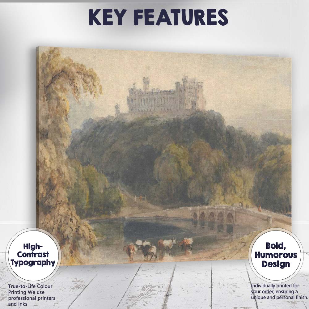 Historic Castle Bridge Riverside Watercolour Landscape Canvas Wall Art Print Decor Picture Ready to Hang