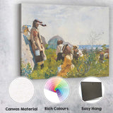 Coastal Wildflower Picnic Family Summer Watercolour Painting Canvas Wall Art Print Decor Picture Ready to Hang