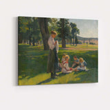 Peaceful Mother And Children Countryside Park Impressionist Painting Canvas Wall Art Print Decor Picture Ready to Hang