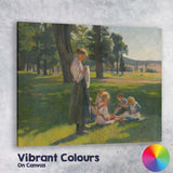 Peaceful Mother And Children Countryside Park Impressionist Painting Canvas Wall Art Print Decor Picture Ready to Hang