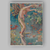 Art Nouveau Fairy Butterfly Autumn Leaves Botanical Fantasy Canvas Wall Art Print Decor Picture Ready to Hang