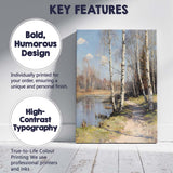 Contemporary Birch Trees Lakeside Woodland Landscape Canvas Wall Art Print Decor Picture Ready to Hang
