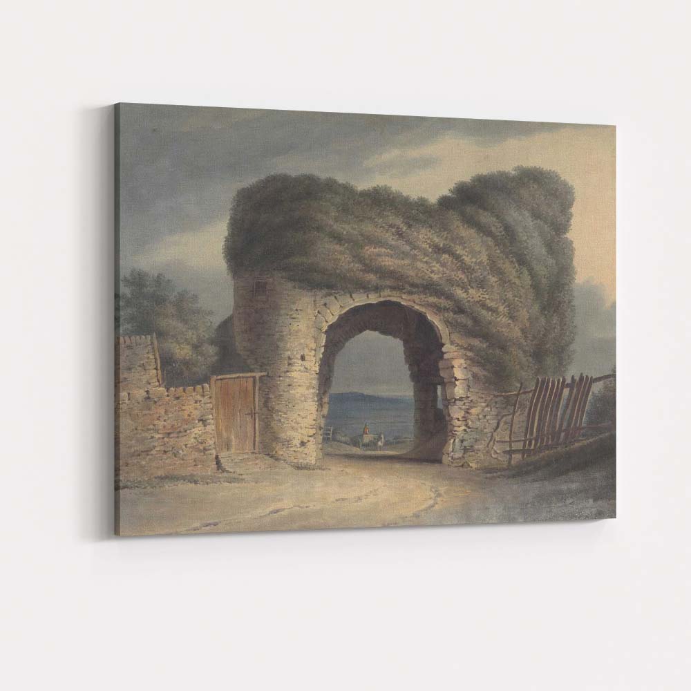 Traditional Rustic Stone Archway Ivy Covered Village Entrance Landscape Canvas Wall Art Print Decor Picture Ready to Hang