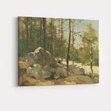 Impressionist Pine Forest Granite Boulder Woodland Landscape Canvas Wall Art Print Decor Picture Ready to Hang