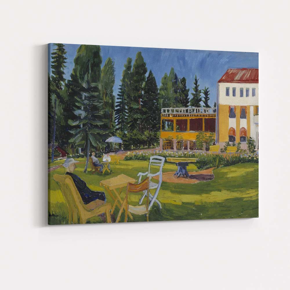Colourful Impressionist Country Garden Manor House Summer Landscape Canvas Wall Art Print Decor Picture Ready to Hang
