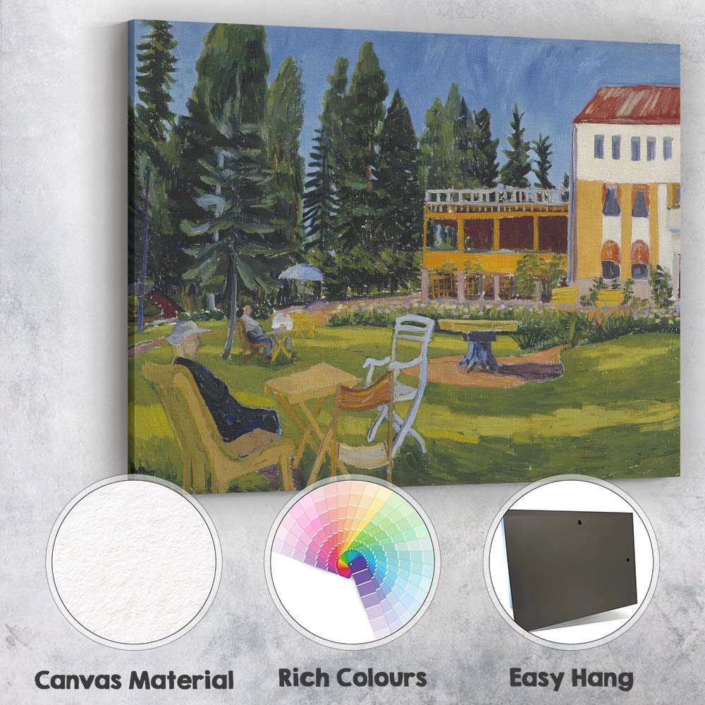 Colourful Impressionist Country Garden Manor House Summer Landscape Canvas Wall Art Print Decor Picture Ready to Hang