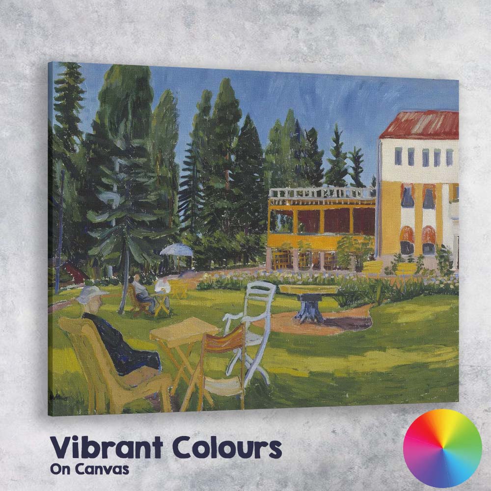 Colourful Impressionist Country Garden Manor House Summer Landscape Canvas Wall Art Print Decor Picture Ready to Hang