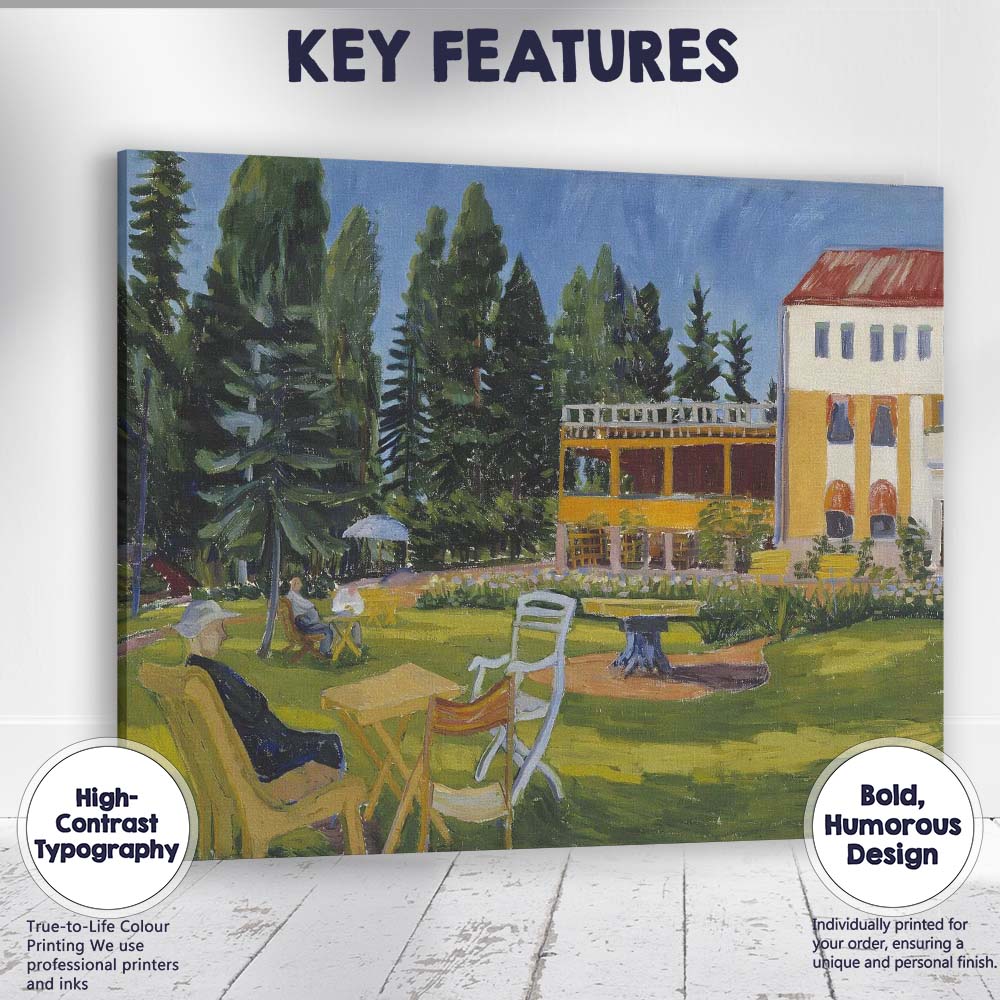 Colourful Impressionist Country Garden Manor House Summer Landscape Canvas Wall Art Print Decor Picture Ready to Hang