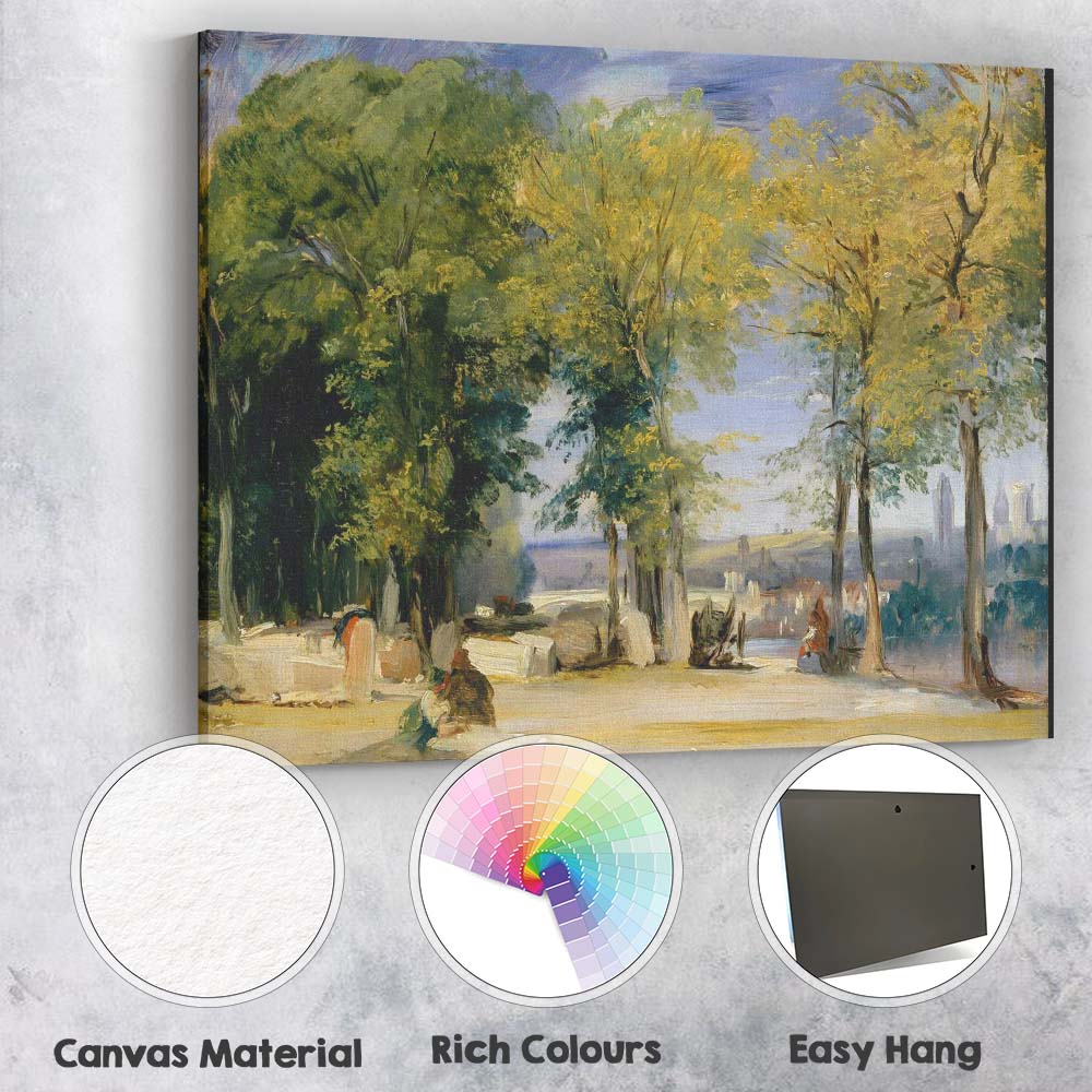 Impressionist Riverside Woodland Park Trees Scenic Landscape Canvas Wall Art Print Decor Picture Ready to Hang