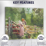 Rustic Country Garden Fence Watercolour Figures Summer Landscape Canvas Wall Art Print Decor Picture Ready to Hang