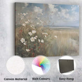 Soft Impressionist White Wildflowers Coastal Meadow Landscape Canvas Wall Art Print Decor Picture Ready to Hang