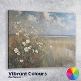 Soft Impressionist White Wildflowers Coastal Meadow Landscape Canvas Wall Art Print Decor Picture Ready to Hang