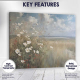 Soft Impressionist White Wildflowers Coastal Meadow Landscape Canvas Wall Art Print Decor Picture Ready to Hang
