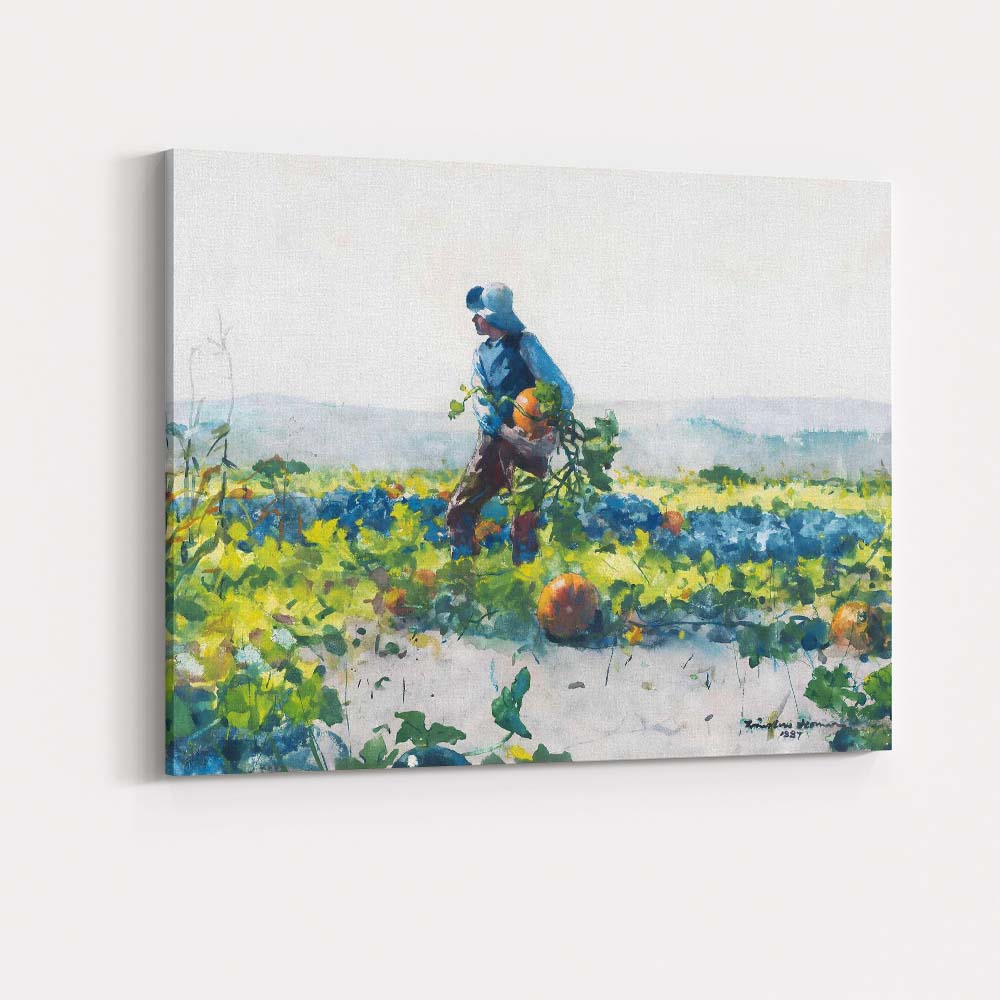 Watercolour Pumpkin Harvest Farmer Autumn Vegetable Field Canvas Wall Art Print Decor Picture Ready to Hang