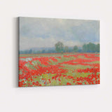 Impressionist Red Poppy Wildflower Meadow Landscape Canvas Wall Art Print Decor Picture Ready to Hang