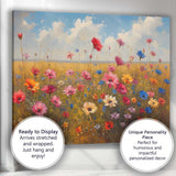 Colourful Wildflower Meadow Summer Field Impressionist Floral Canvas Wall Art Print Decor Picture Ready to Hang