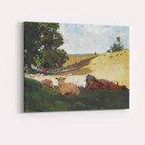 Peaceful Shepherd Resting With Lambs Pastoral Landscape Canvas Wall Art Print Decor Picture Ready to Hang