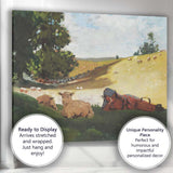 Peaceful Shepherd Resting With Lambs Pastoral Landscape Canvas Wall Art Print Decor Picture Ready to Hang