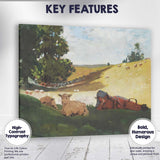 Peaceful Shepherd Resting With Lambs Pastoral Landscape Canvas Wall Art Print Decor Picture Ready to Hang