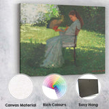 Elegant Woman With Hand Fan Garden Impressionist Portrait Canvas Wall Art Print Decor Picture Ready to Hang