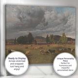 Dramatic Storm Clouds Over Grazing Cattle Landscape Canvas Wall Art Print Decor Picture Ready to Hang