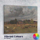 Dramatic Storm Clouds Over Grazing Cattle Landscape Canvas Wall Art Print Decor Picture Ready to Hang