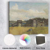 Rustic Lakeside Wooden Cabins Nordic Countryside Landscape Canvas Wall Art Print Decor Picture Ready to Hang