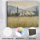 Soft Impressionist Tuscan Village Wildflower Meadow Canvas Wall Art Print Decor Picture Ready to Hang