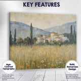 Soft Impressionist Tuscan Village Wildflower Meadow Canvas Wall Art Print Decor Picture Ready to Hang