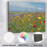 Colourful Wildflower Meadow Spring Field Landscape Canvas Wall Art Print Decor Picture Ready to Hang