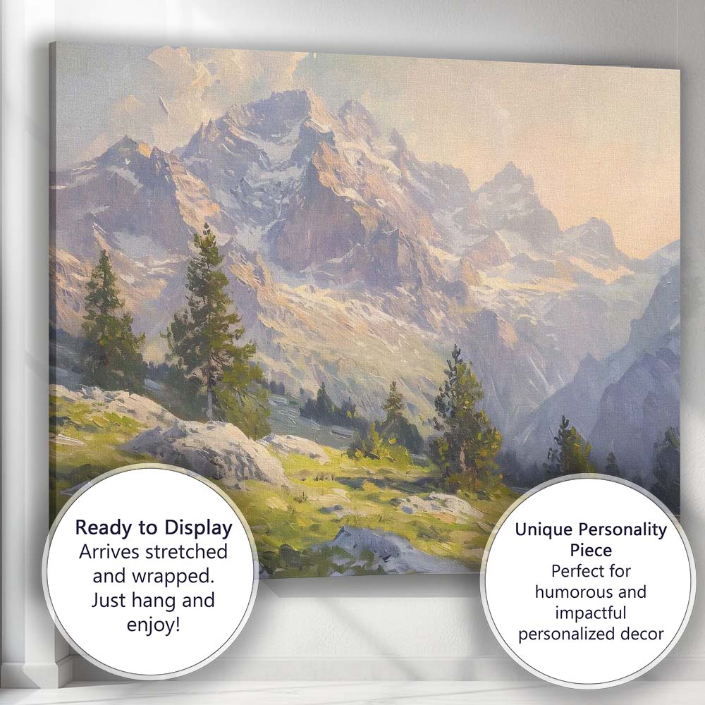 Majestic Snow Capped Mountain Alpine Landscape Canvas Wall Art Print Decor Picture Ready to Hang