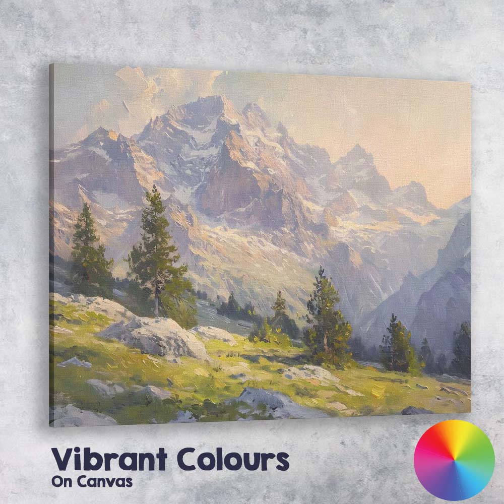 Majestic Snow Capped Mountain Alpine Landscape Canvas Wall Art Print Decor Picture Ready to Hang