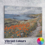 Coastal Poppy Wildflower Path Seaside Landscape Canvas Wall Art Print Decor Picture Ready to Hang