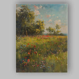 Sunny Wildflower Meadow Woodland Edge Landscape Canvas Wall Art Print Decor Picture Ready to Hang