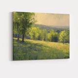 Impressionist Sunlit Green Meadow Woodland Landscape Canvas Wall Art Print Decor Picture Ready to Hang