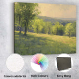 Impressionist Sunlit Green Meadow Woodland Landscape Canvas Wall Art Print Decor Picture Ready to Hang