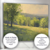 Impressionist Sunlit Green Meadow Woodland Landscape Canvas Wall Art Print Decor Picture Ready to Hang
