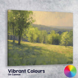 Impressionist Sunlit Green Meadow Woodland Landscape Canvas Wall Art Print Decor Picture Ready to Hang