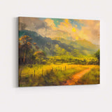 Golden Mountain Valley Scenic Countryside Landscape Canvas Wall Art Print Decor Picture Ready to Hang