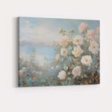 Soft White Rose Coastal Garden Floral Canvas Wall Art Print Decor Picture Ready to Hang