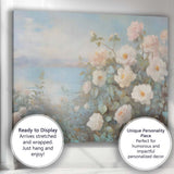Soft White Rose Coastal Garden Floral Canvas Wall Art Print Decor Picture Ready to Hang
