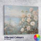 Soft White Rose Coastal Garden Floral Canvas Wall Art Print Decor Picture Ready to Hang