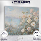 Soft White Rose Coastal Garden Floral Canvas Wall Art Print Decor Picture Ready to Hang
