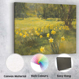 Impressionist Spring Daffodil Woodland Meadow Landscape Canvas Wall Art Print Decor Picture Ready to Hang